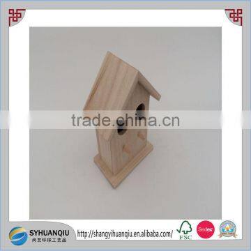 Small Unfinished Paulownia Wood Bird Cage With 2 Holes photo-3