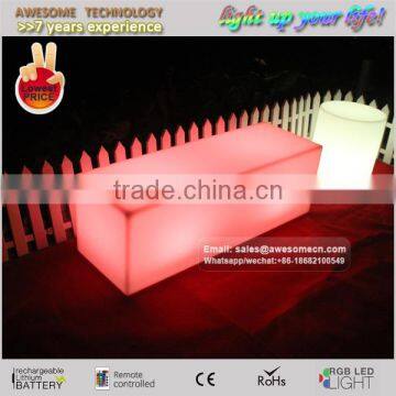 rectangular long led bench / garden light up square bench