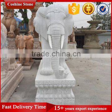 Outdoor White Marble Elephant Statues