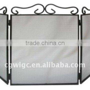 3 panel folding iron fire screen