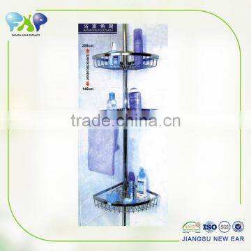 2016 Heavy Duty wall mounted stainless steel corner bathroom pole shelf