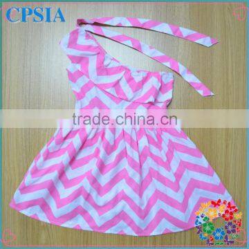 2014 Hot Sale!! Fashion Summer Baby Cotton Chevron Dress Wholesale Baby Dress Pink Girl Chevron dresses