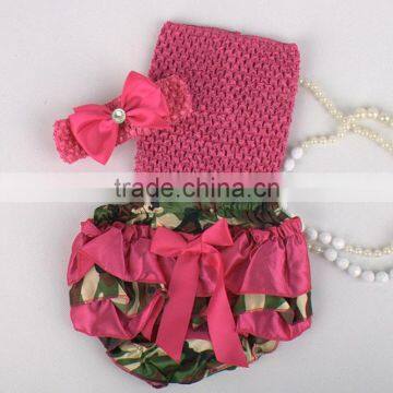 Hot Sell Adorable Baby Diaper and Crochet Tube Top3 Sets , Satin Baby Bloomers, Baby Ruffle Bloomers photo-6