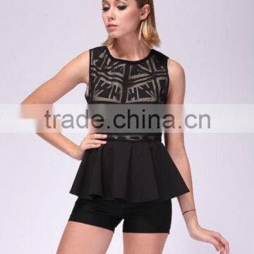 Affixed cloth appliqued blouse with panel
