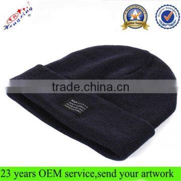 Wholesale 100% acrylic beanie hat/cuffed custom logo beanie hat/slouch free knit beanie winter hat