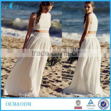 Floor length beach wedding dress set new model women skirt and blouse