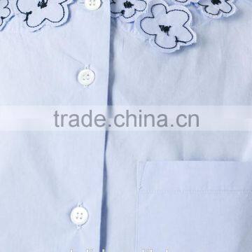 100% Cotton Girls Flower Embroidery Shirt OEM Service photo-5