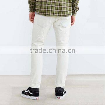White Plain Ripped Jeans 2016 Men Washed Cheap Wholesale China photo-2