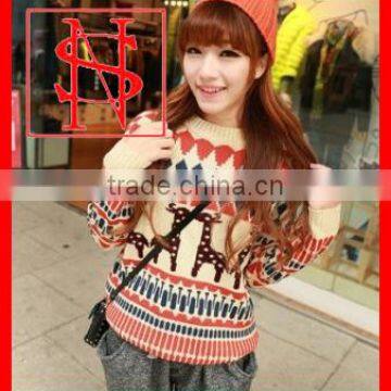 Jacquard christmas knitting patterns sweater with deer