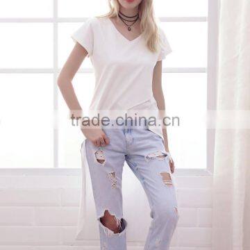 Sleeve Women's Long Sleeve Short Front Long Back t Shirt photo-3
