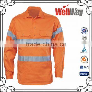 Long Sleeve Breathable Cotton Fabric Two Tone Mechanic Shirt photo-6