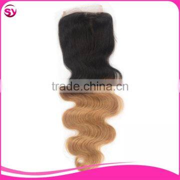 1B/27 Brazilian Ombre Blonde Hair Closure Piece, Free Parting Lace Closure Blonde