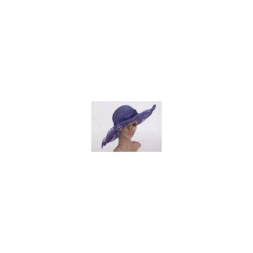 13cm Brim Purple Ladies Tea Party Hats / 56cm Large Brim Hat With Bowknot