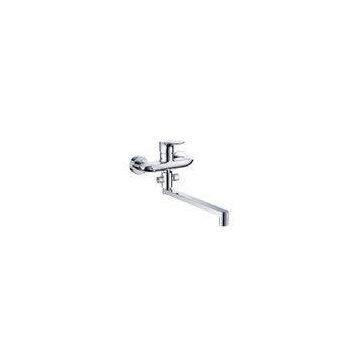 Chromed Double Hole  Kitchen Sink Mixer Taps with 35mm Ceramic cartridge and extension Spout for Tan