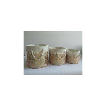 Burlap  laundry hampers and baskets with cotton handle