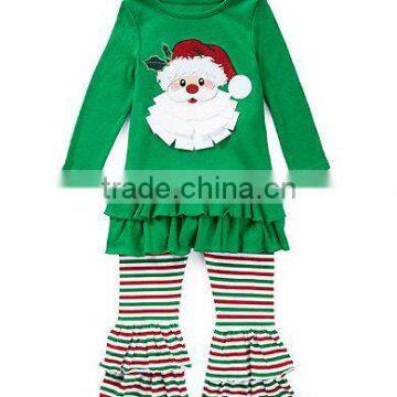 Christmas Santa Claus embroidery girls custom boutique outfits