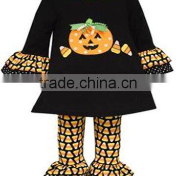 wholesale pumpkin embroidery halloween boutique plain children clothes