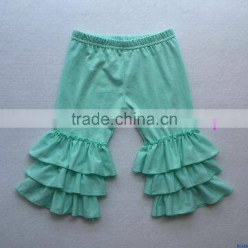 Boutique children's icing pants baby girls triple ruffle pants solid color kids summer cotton capri pants