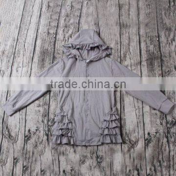 2016 yawoo gray cotton blank hoodie cardigan children's fall boutique clothes