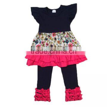 2017 hot selling baby girl clothes flutter sleeve dress set kids trendy clothing kids clothing wholesale