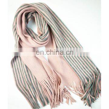 Stripe Woolen Shawl Lovers Tassel Winter Imitation Cashmere Knitted Vertical Thick Scarves photo-6