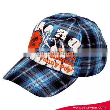 Alibaba china wholesales Grid embroidery machine Custom baseball printed cap and hat