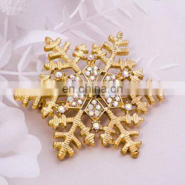 Big Snowflake Brooch Dazzling Rhinestone Snow Flake Festive Winter Pin