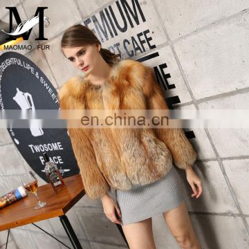 Women Fashion 2016 European Women Genuine Red Fox Fur Winter Coat Women