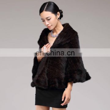 Knitted mink fur cloak fur cape for women North American style