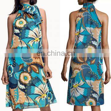 Professional factory supply asymmetric tie neck women short prom dresses 2016