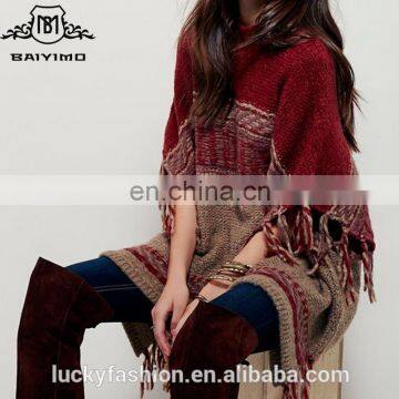 Latest fashion design cloak style oem service women sweater