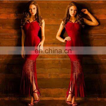 New Fashion Women Bandage Dress Mature Ladies Modest Sexy Tassel Dress photo-6
