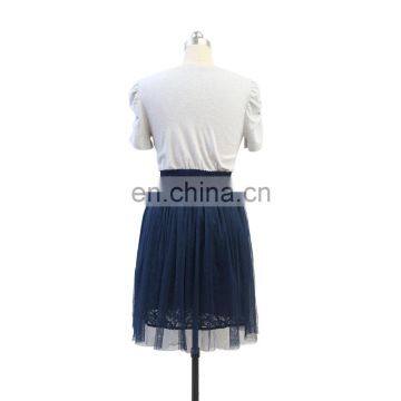 Short Sleeves Mesh Elastic T-shirt Dress for Lady Girl Women photo-6