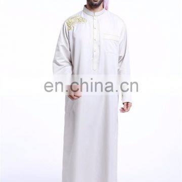 Muslim high quality embroidered men arab thobe newest designs men saudi thobe islamic daffah thobe