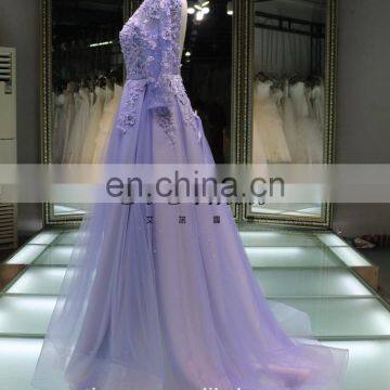 1A1046 Romantic Light Purple 3D Flowers Appliqued Beaded Long Sleeve Sash Back Open Bridesmaid Dress Prom Dress Evening Dress photo-3