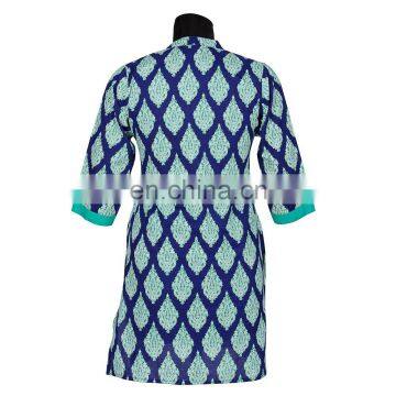 PRINTED INDIGO WITH COLLAR PATTERN KURTIS ALL SIZE AVIALABLE