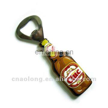 beer bottle shape and soft pvc material cover metal beer bottle opener