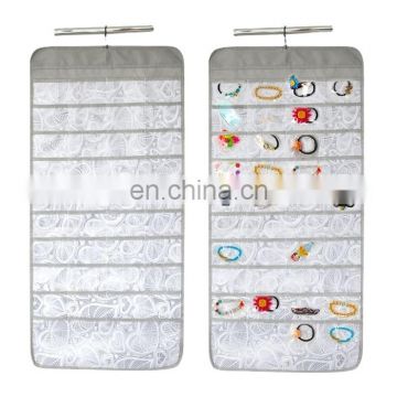 Clear Pockets Earring Ring Jewelries Packaging Display Rolling Hanging Jewelry Storage Organizer