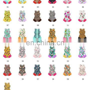 Floral Pattern Blooming Sunflower Black and White Stripe Printing Toddlers Soft Newborn Bodysuit Ruffle Girl Romper photo-6