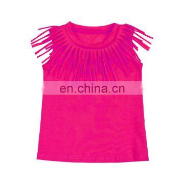 Girl Fringe Shirt Kids Plain Top Tassel T Shirt