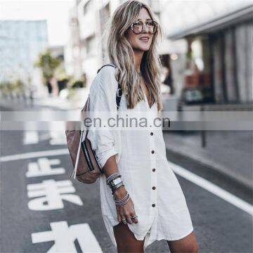 summer Long Shirt Dress black White Bohemian Beach Dresses long Sleeve Cardigan Holiday Maxi Vestidos