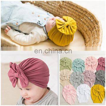 0-4Years Cotton Hair Bow Knot Kids Baby Infant Turban Hat Big Ear Knot Toddler Beanie Caps Headwraps Birthday Gift Photo Props photo-6