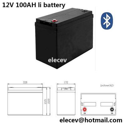 lithium battery 12V100AH li-ion battery 12V100AH lifepo4 12v100ah with bluetooth