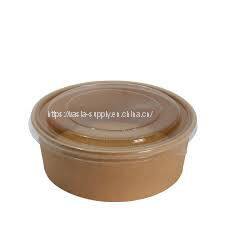 Takeaway kraft bowl 750ml kraft salad bowls food packaging with pet lid biodegradable paper salad bowls