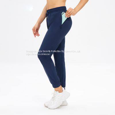 In Stock Womens High Waist Drawstring Blank Sweat Pants Jogger Pants With Pocket Yoga Leggings Wholesale photo-3