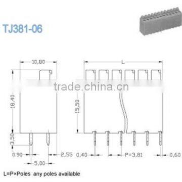 Termin Block 3.81mm Pitch PCB Spring Screwless Terminal Block 16 - 20 AWG 300V 10A , 2P - 28P photo-2
