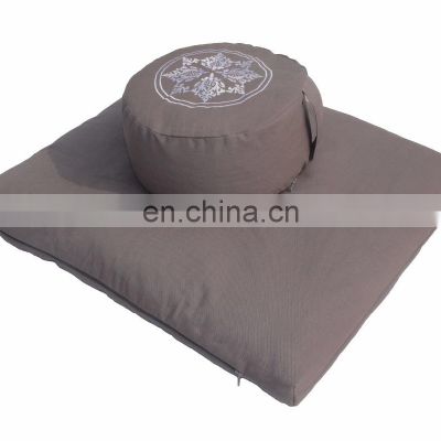 private label logo used cotton filled Dark grey Zabuton Zafu meditation cushion set