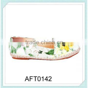 spring series linen flat shoes pretty girls flower design canvas shoes