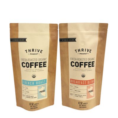 Custom digital print white stand up kraft paper bag with zip for coffee tea milk powder and snack food