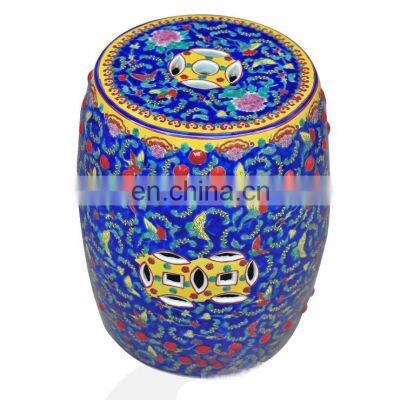 Blue Famille Rose Ceramic Garden Stool